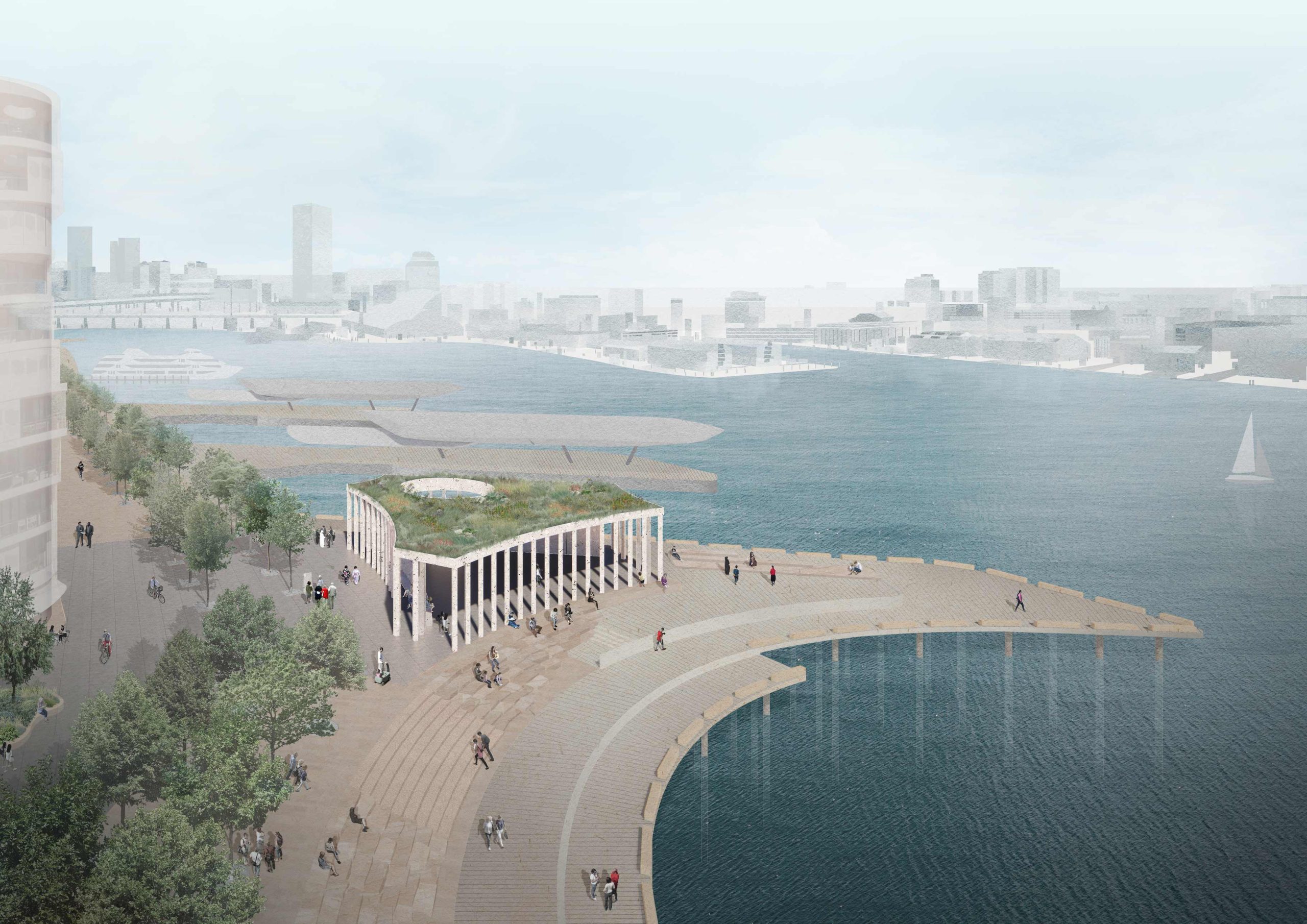 Barangaroo Pier Pavilion Render, aerial