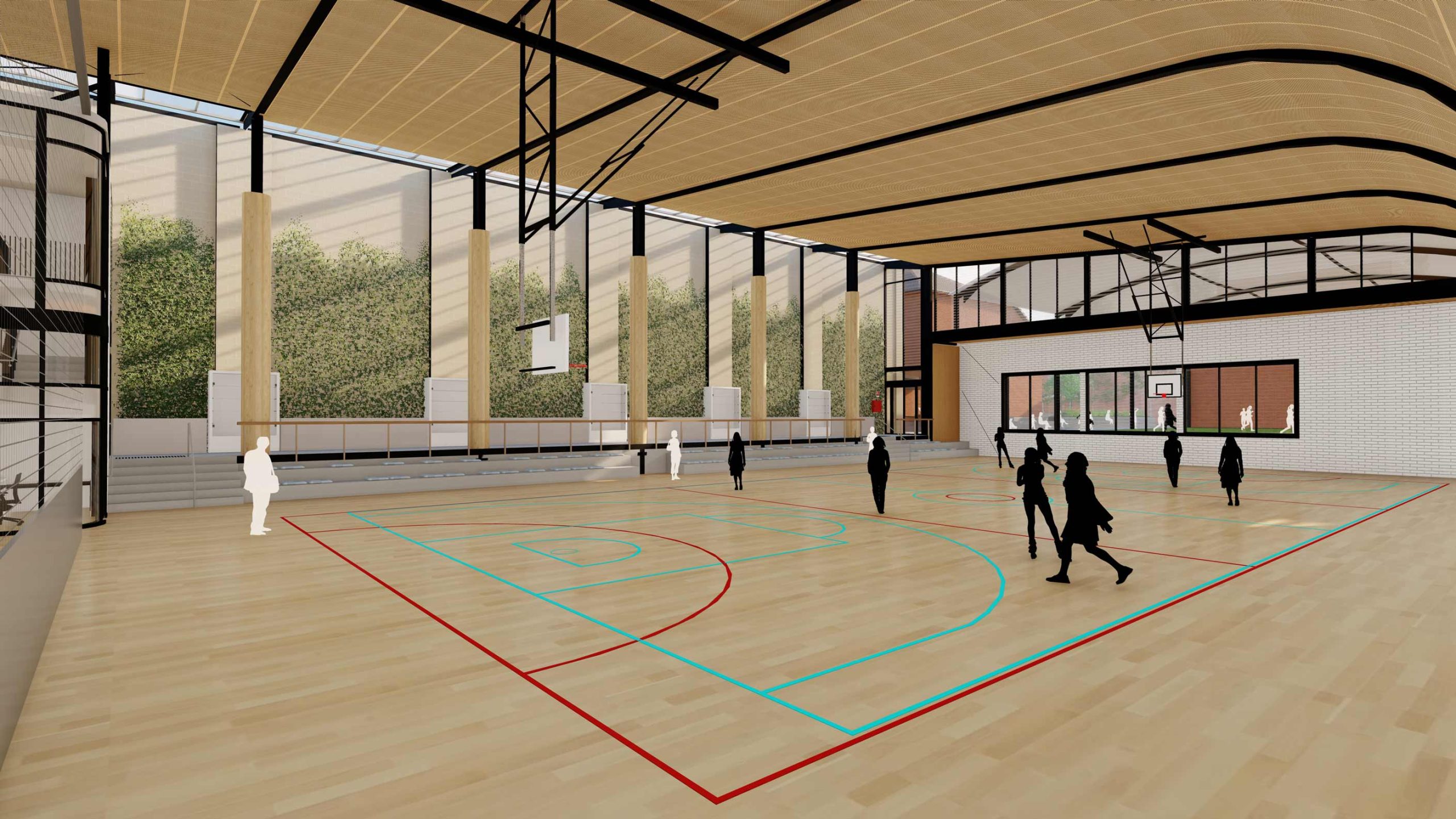 Brigidine College Sports Precinct render, indoor sports court