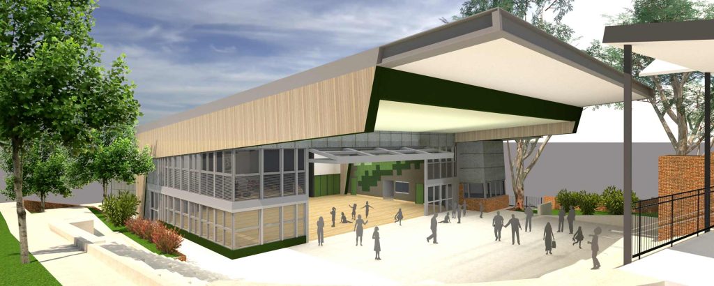 Lane Cove Schools, new hall building and attached COLA render